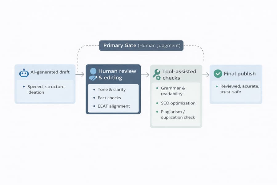 Workflow for humanizing AI content using tools responsibly
