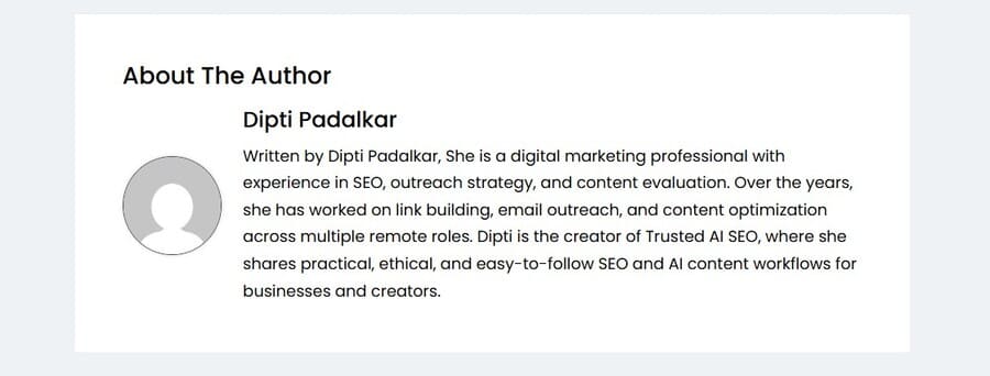 Visible author identity supporting E-E-A-T for AI content