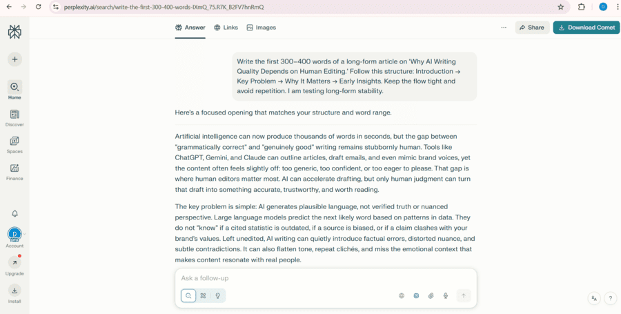 Long-form AI content stability test example