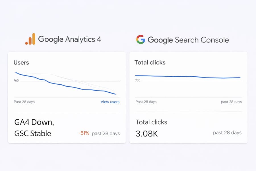 GA4 traffic drop, but Search Console clicks are stable